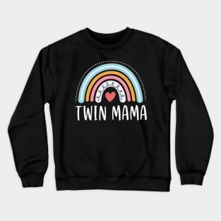 Twin Mama Gifts For Women Funny Mom Of Two Rainbow Crewneck Sweatshirt